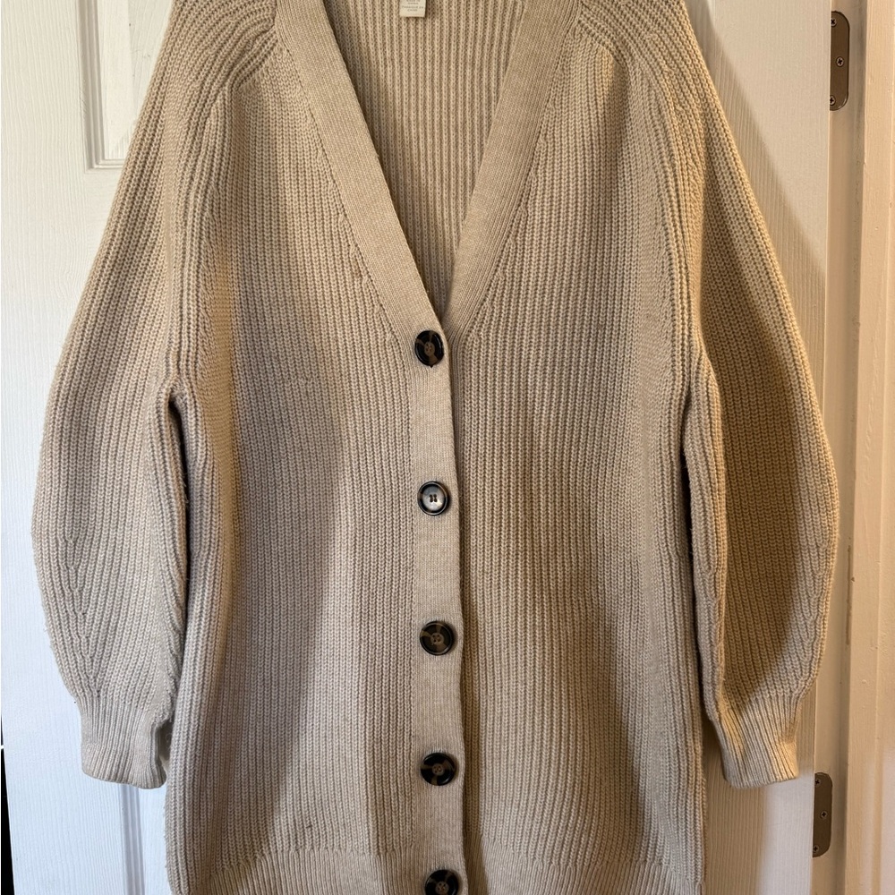 Cozy Beige Button-Up Women's Sweater